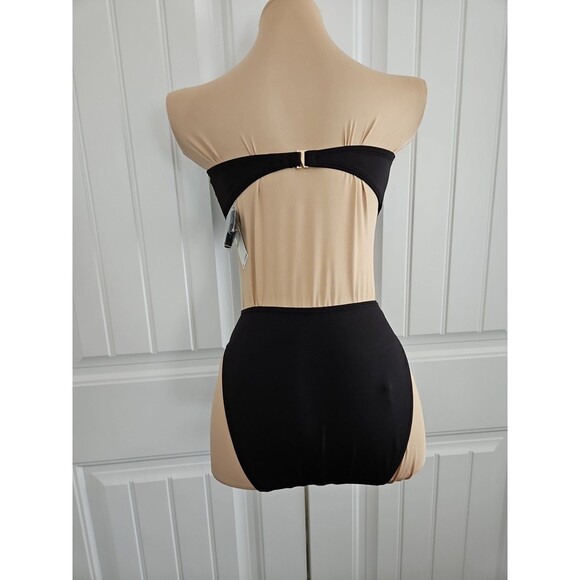 MICHAEL KORS BLACK OPEN SIDES ONE PIECE SWIMSUIT 8 Optional Straps Bandeau Pads - Picture 5 of 12